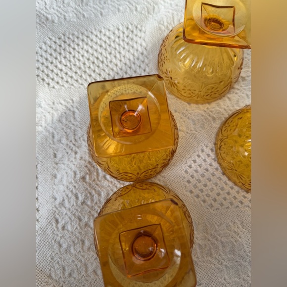 Indiana Glass Daisy Amber Low Footed Sherbet Dishes - Picture 4 of 4